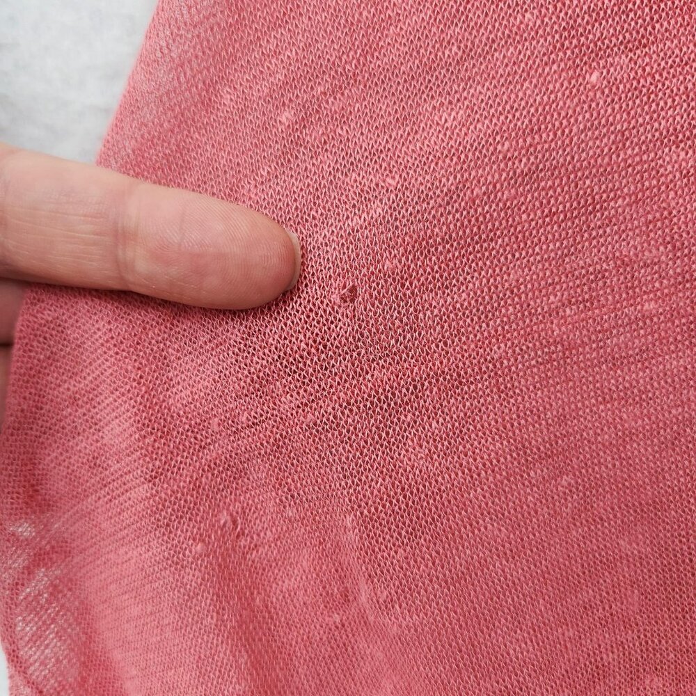 Anthropologie Angel Of The North Sweater Women Medium Pink Linen Blend Tie Front - Picture 6 of 16